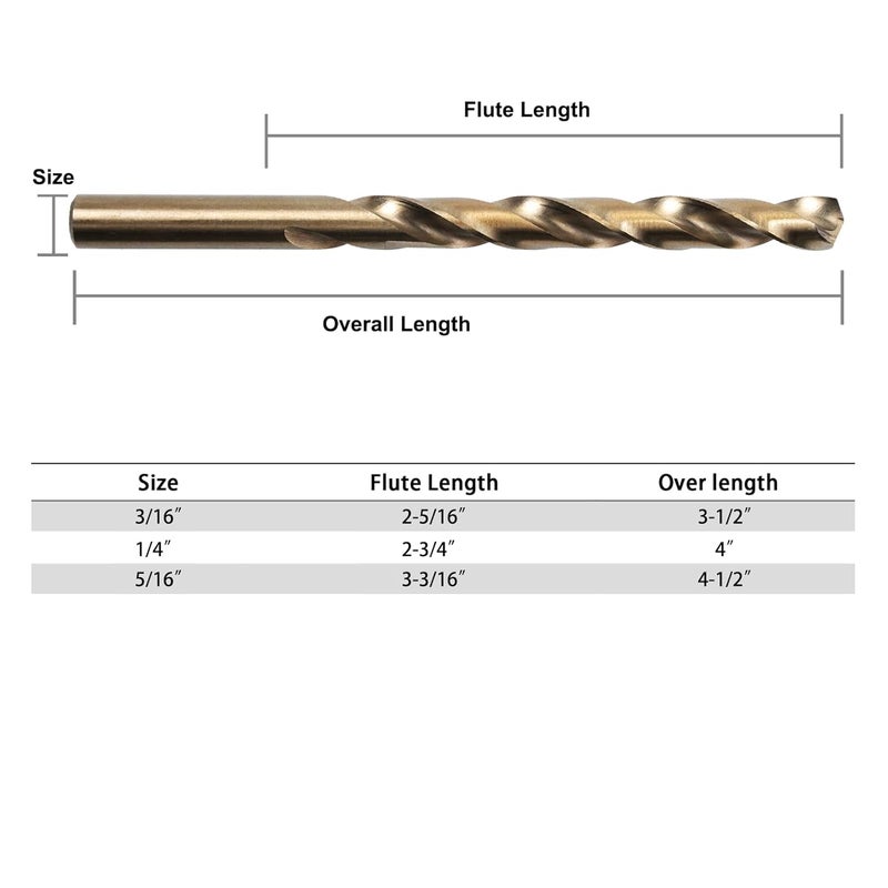 GMTOOLS 5/16 inch Cobalt Drill Bits, M35 HSS, 135 Degree Tip, Jobber Length Twist Drill Bit Set for Hard Metal, Stainless Steel, Cast Iron, Wood and Plastic, with Storage Case, Pack of 10 - Image 3